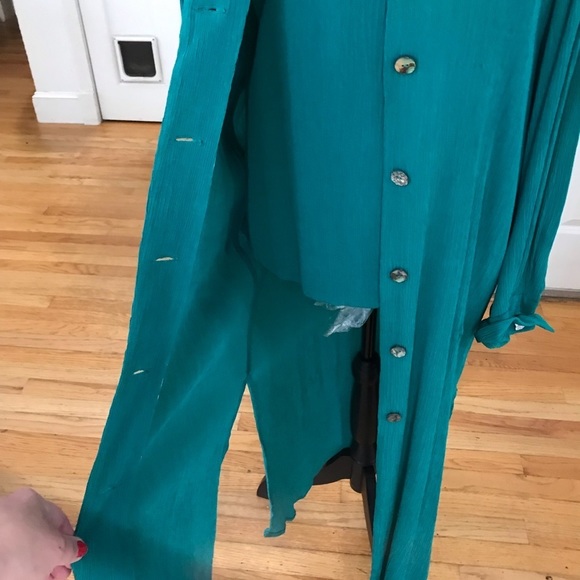 Dana Buchman  size 10 emerald green 2 pc duster & tank - Picture 5 of 15